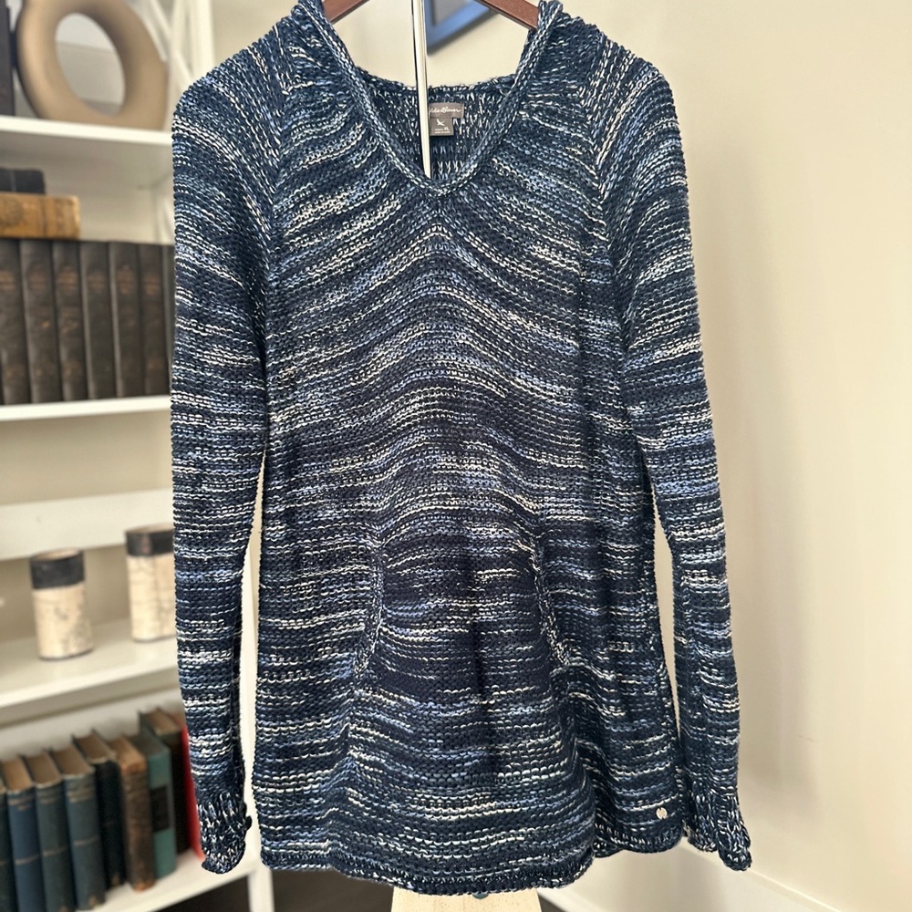 Eddie Bauer Blue Knit Tunic Hoodie